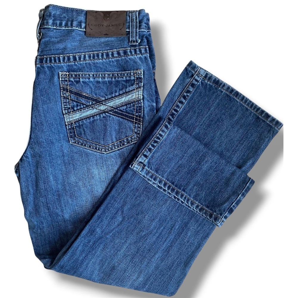 Cody James Mens Straight Leg Western Denim Jeans Blue Medium Wash 35x32